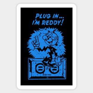 plug in reddy kilowatt distressed blue Sticker